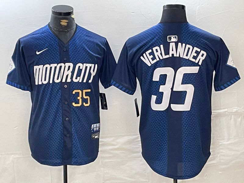 Men Detroit Tigers #35 Verlander Blue City Edition Nike 2024 MLB Jersey style 5